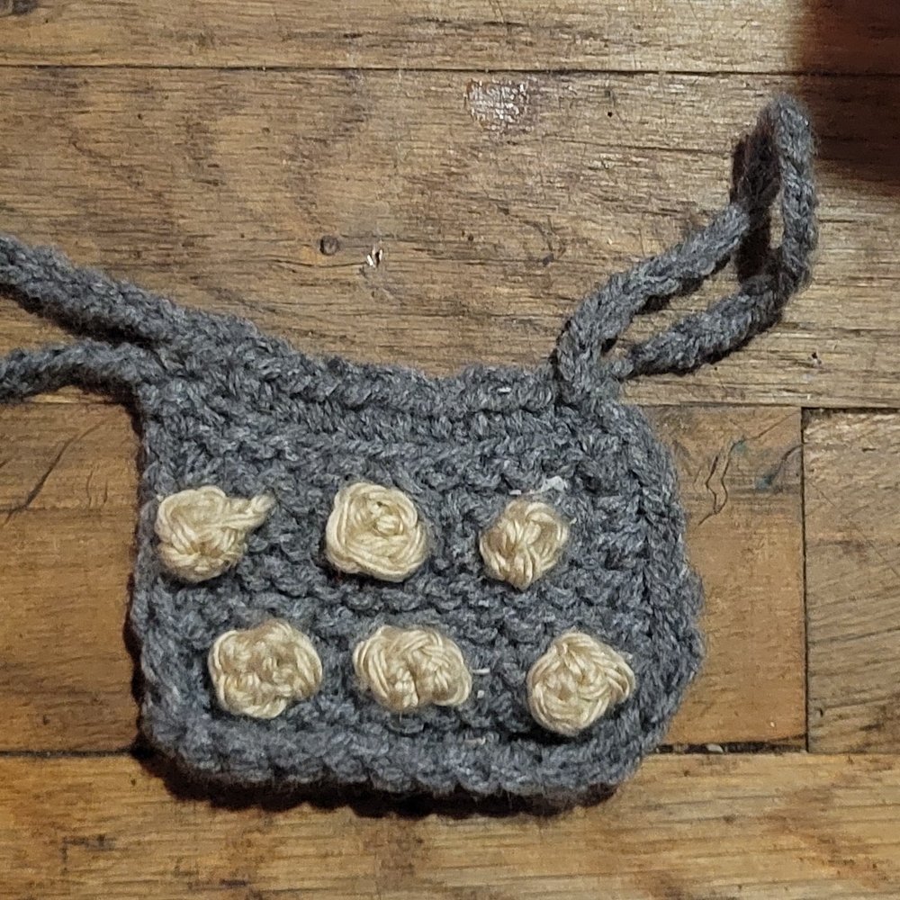 Handcrafted Gray and Cream Crochet American Girl Sized Doll Apron